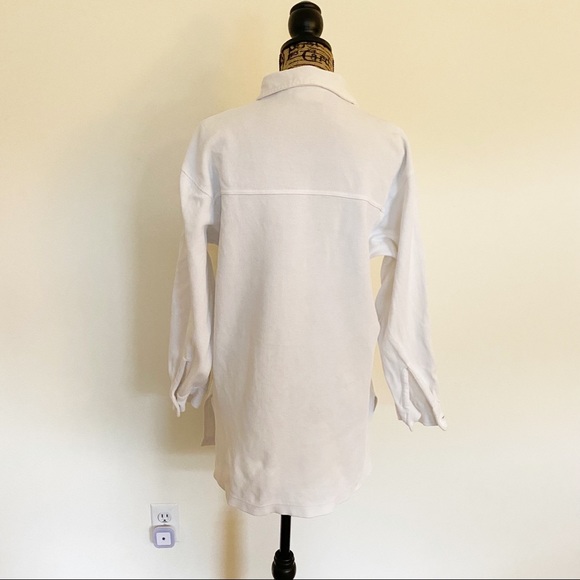 White 100% Cotton Ribbed Full Zip Cardigan with front pockets - Picture 3 of 6